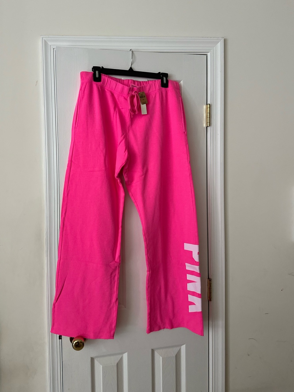 NWT Raw Hem Fleece Sweatpants MED PINK Victorias Secret NWT